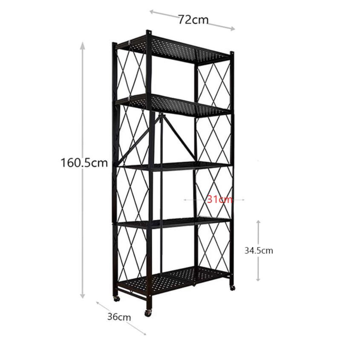 5 Layers Heavy Duty Foldable Metal Organizer Rack