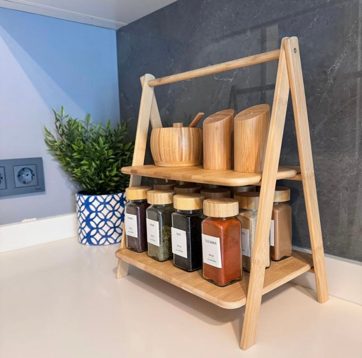 Two-Bamboo Serving Rack