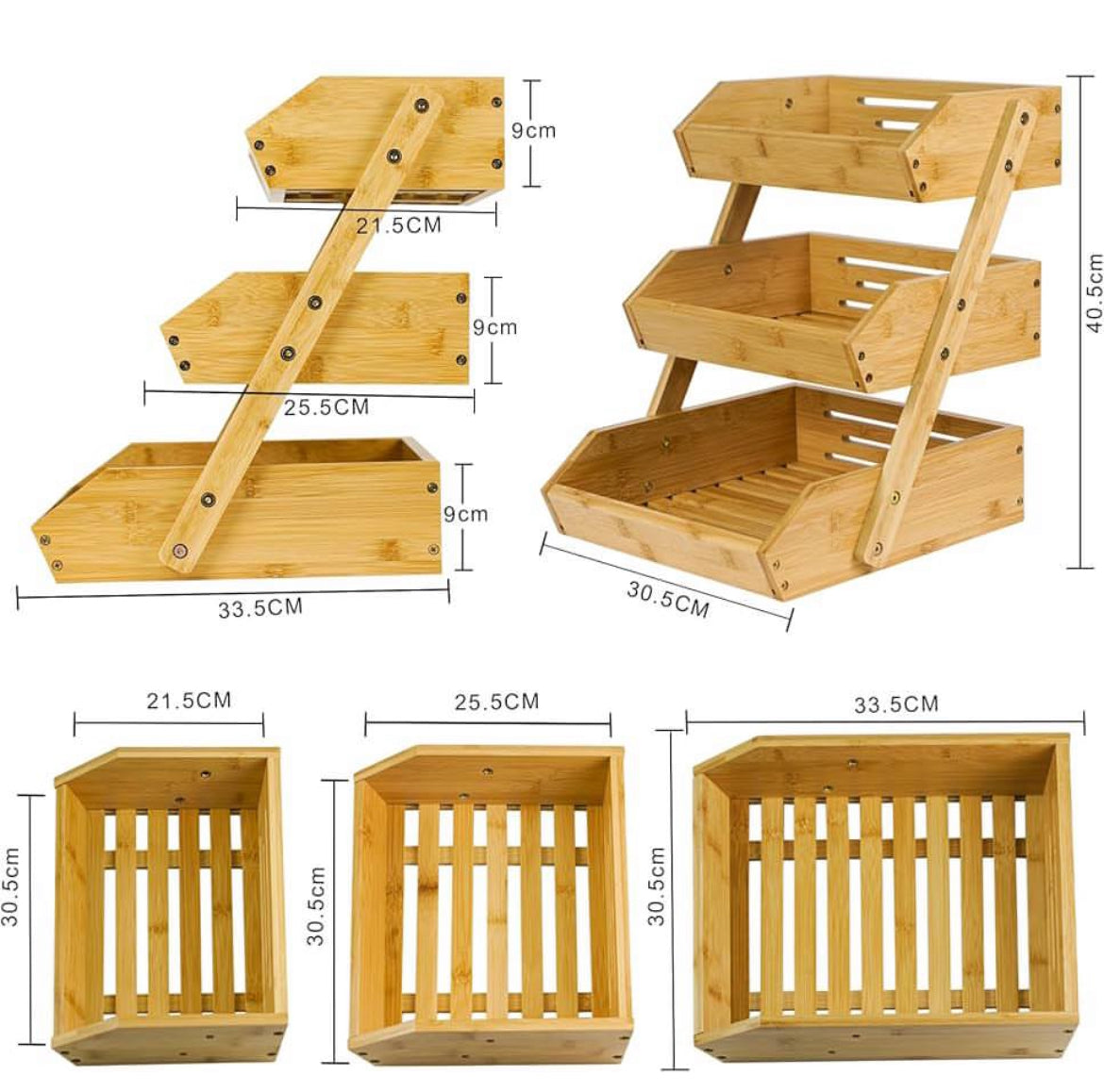 3 Layers Bamboo Fruit Basket