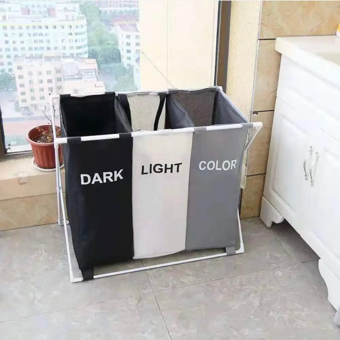 3 Grids Foldable Laundry Basket