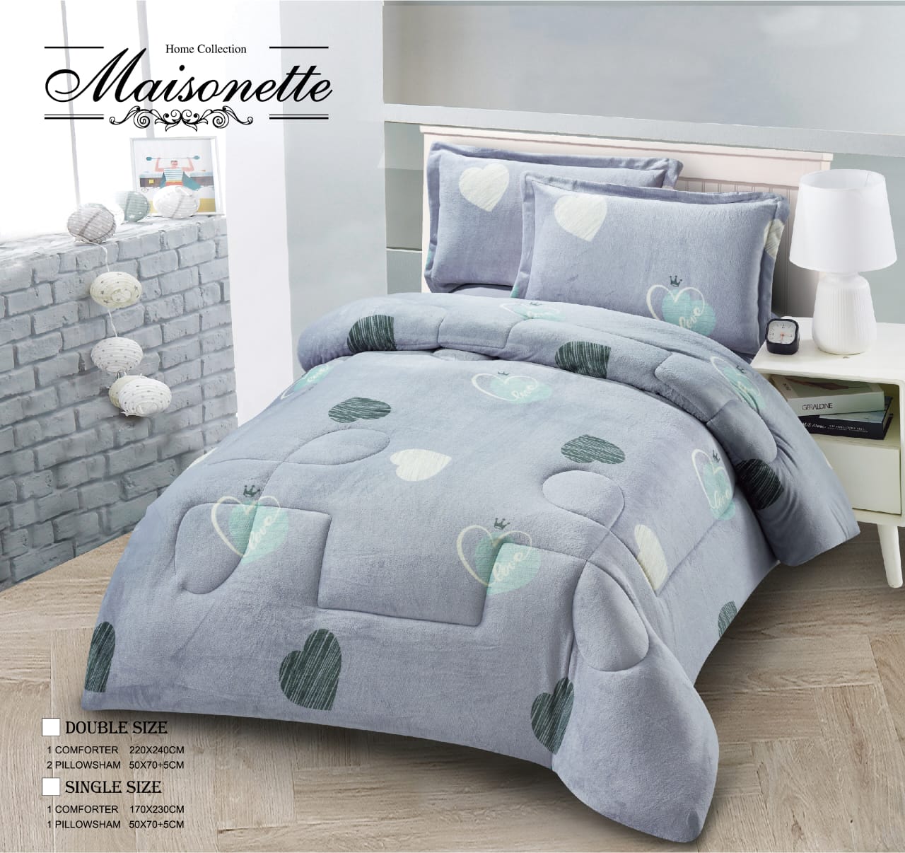 Maisonette Winter Collection – Fleece-Lined Coverlet Set (Single & Half, 2-Piece)