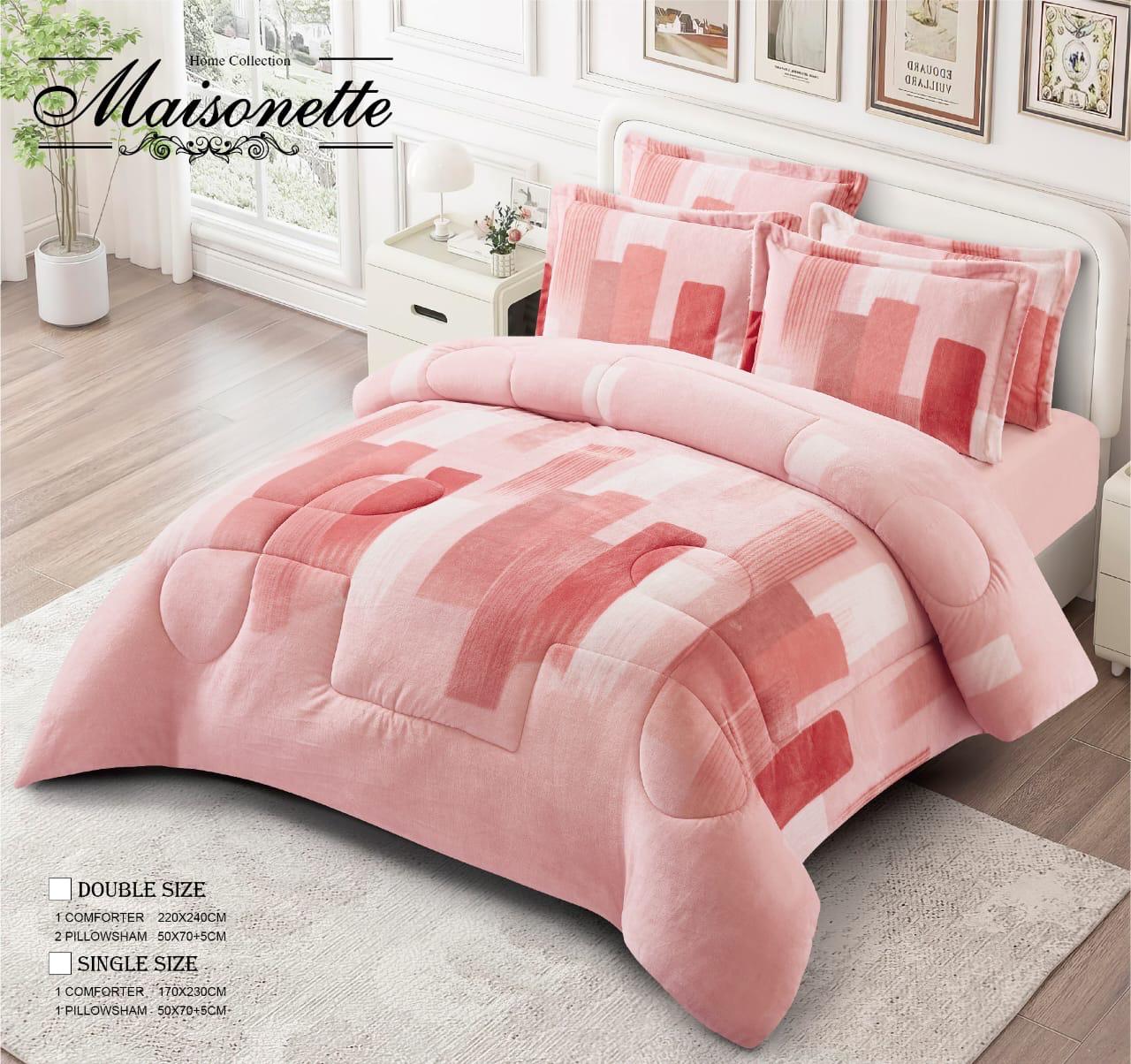 Maisonette Winter Collection – Premium Fleece-Lined Coverlet Set (Double, 3-Piece)