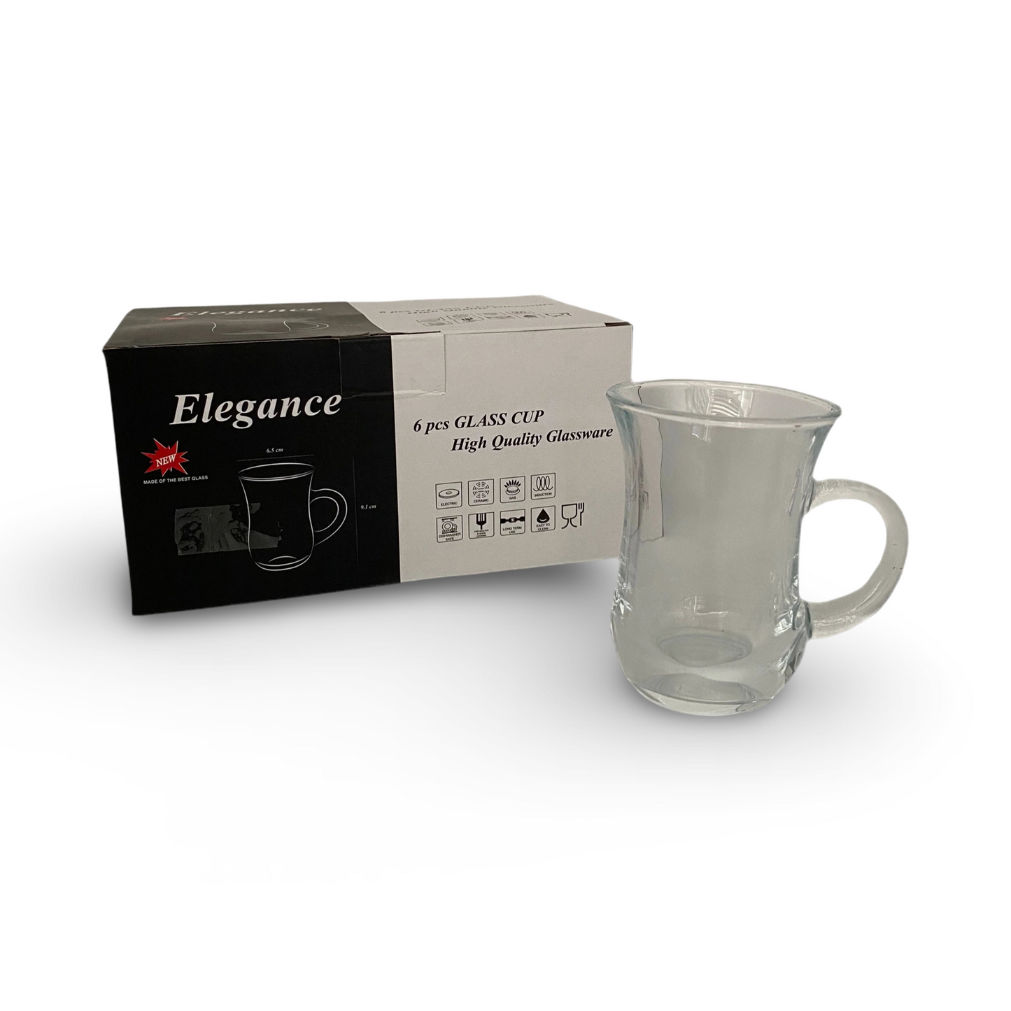 Phoenix, 6 Pcs Transparent Glass Tea Cup Set