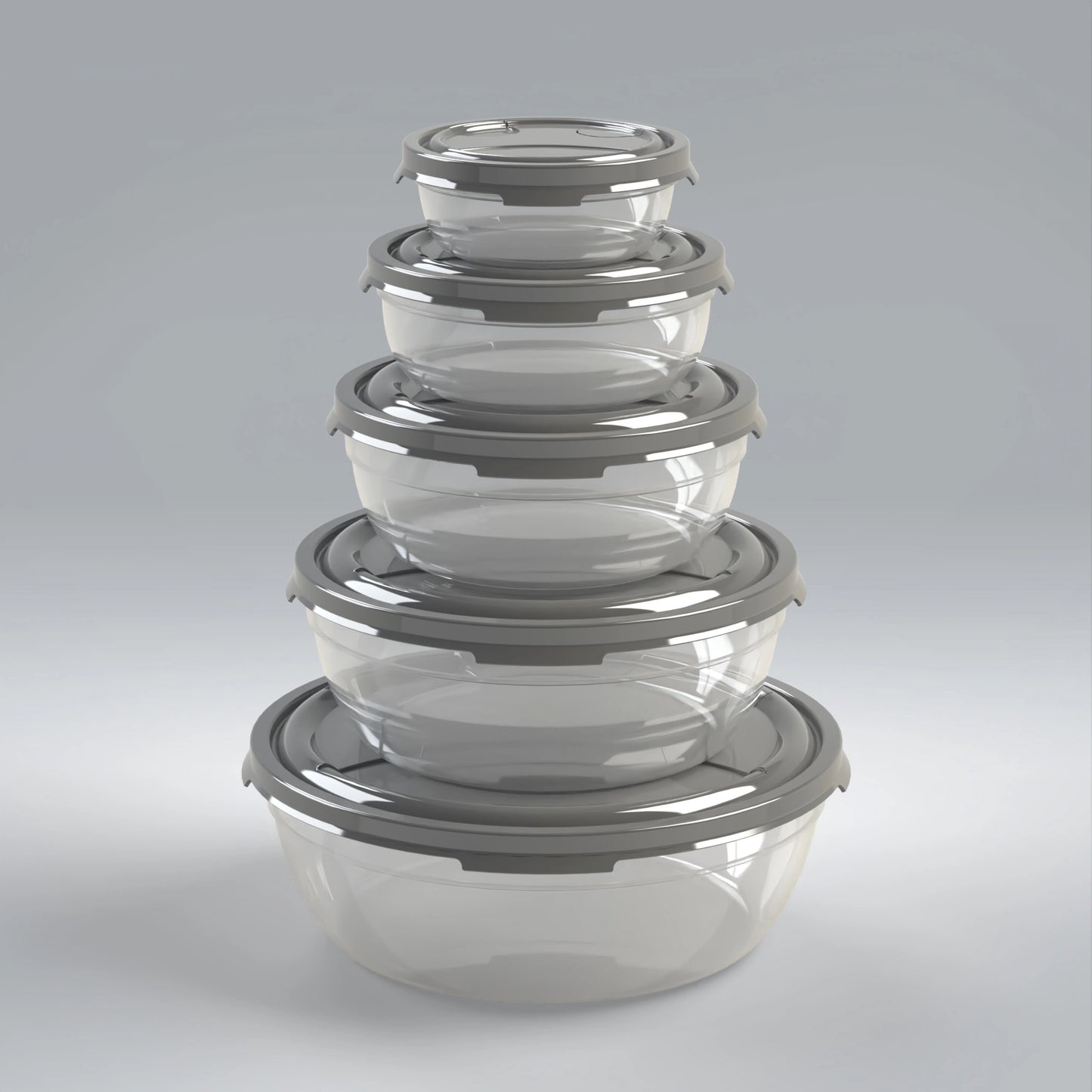 FROSTY 5PCS ROUND TUPPERWARE SET