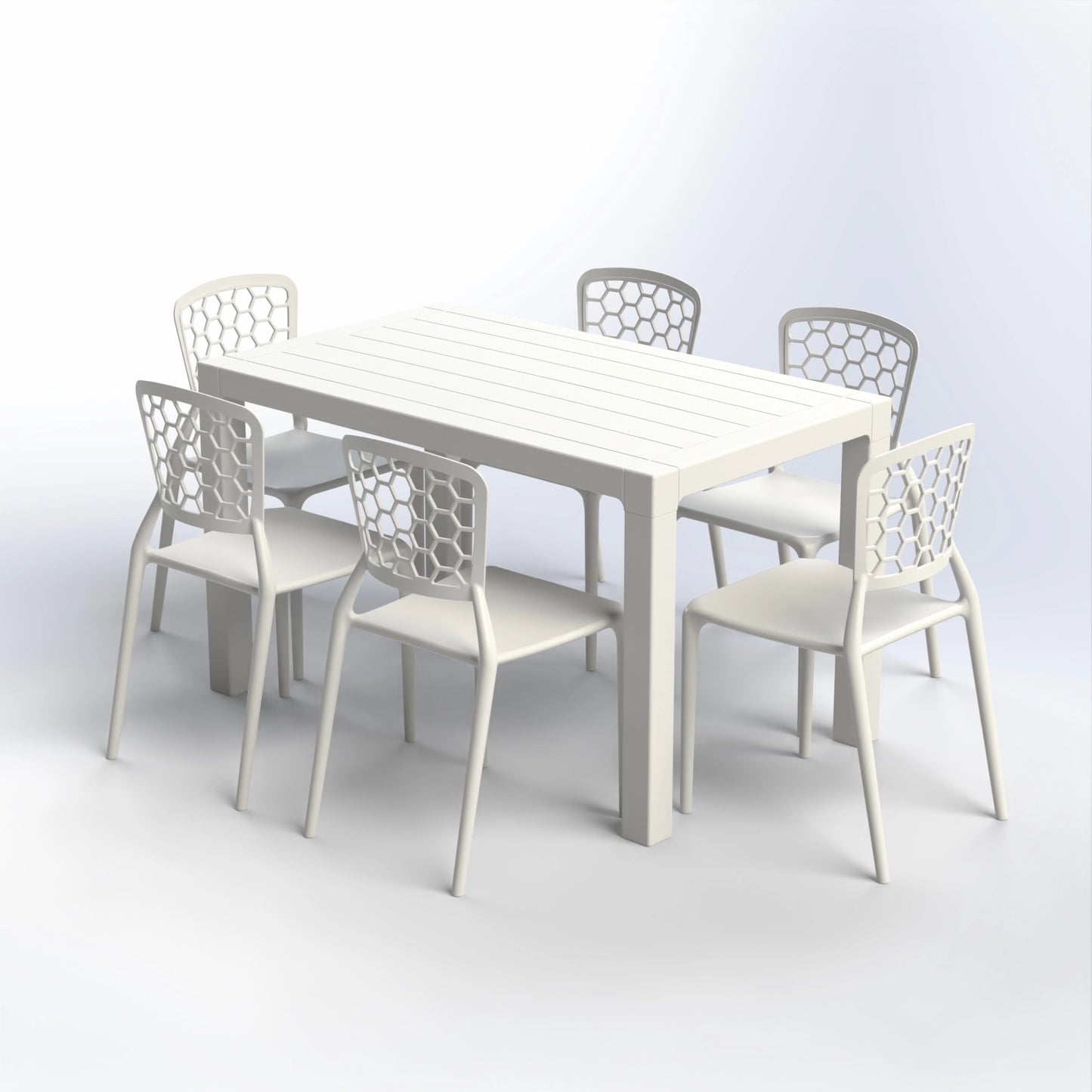 BATROUN2 SET | 6 UNBREAKABLE CHAIRS & RECTANGULAR TABLE
