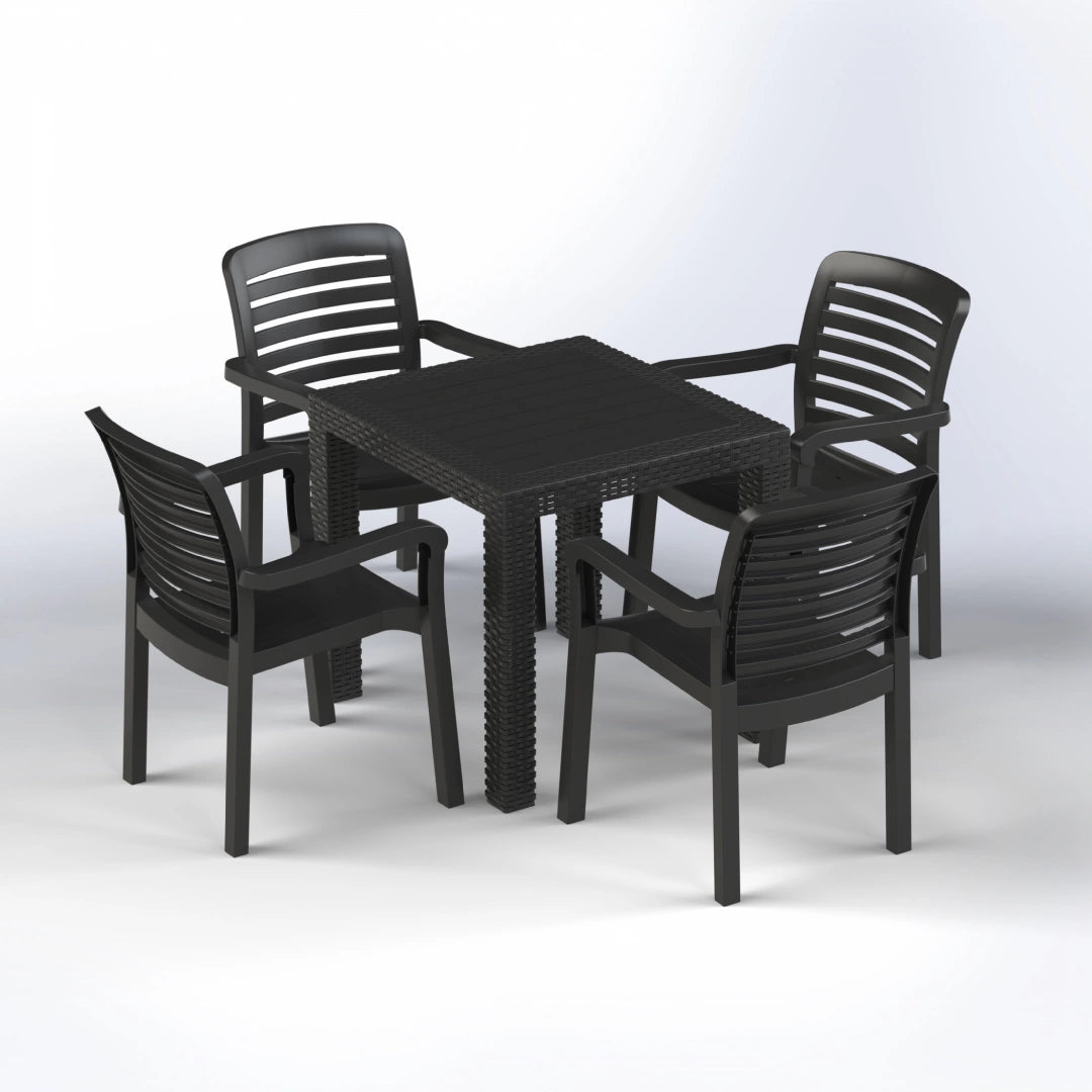 TABLE AND CHAIRS SET | SQUARED TABLE WITH 4 CHAIRS