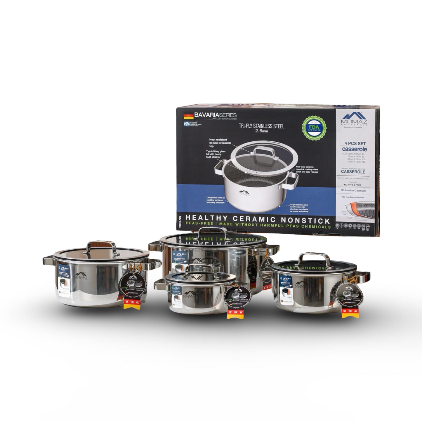 Momaz 8-Piece Stainless Steel Cookware Set