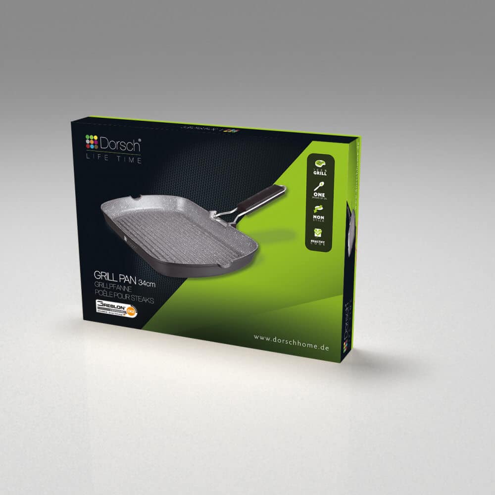 Dorsch Non-Stick Grill Pan with Foaldable Handle – 34 cm