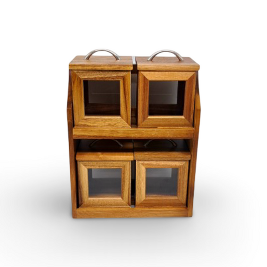 Billi Wooden Canister Set with Stand 4 Boxes
