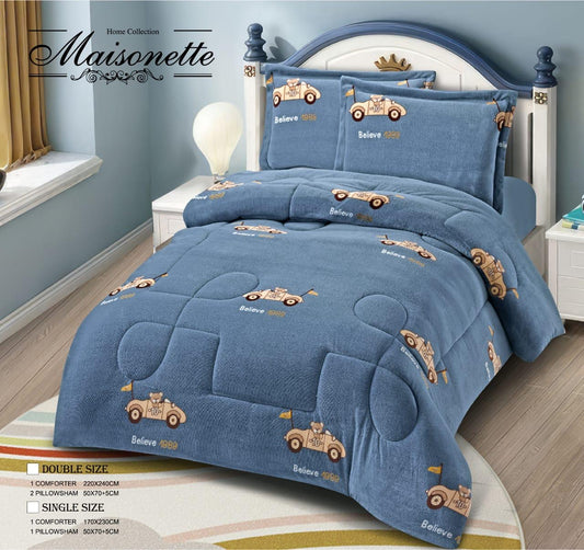 Maisonette Winter Collection – Fleece-Lined Coverlet Set (Single & Half, 2-Piece)