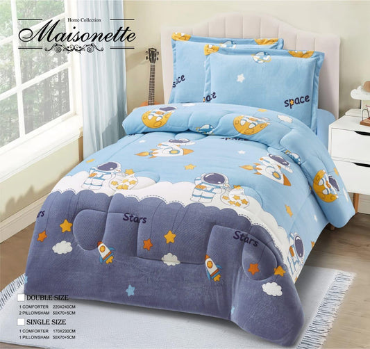 Maisonette Winter Collection – Fleece-Lined Coverlet Set (Single & Half, 2-Piece)