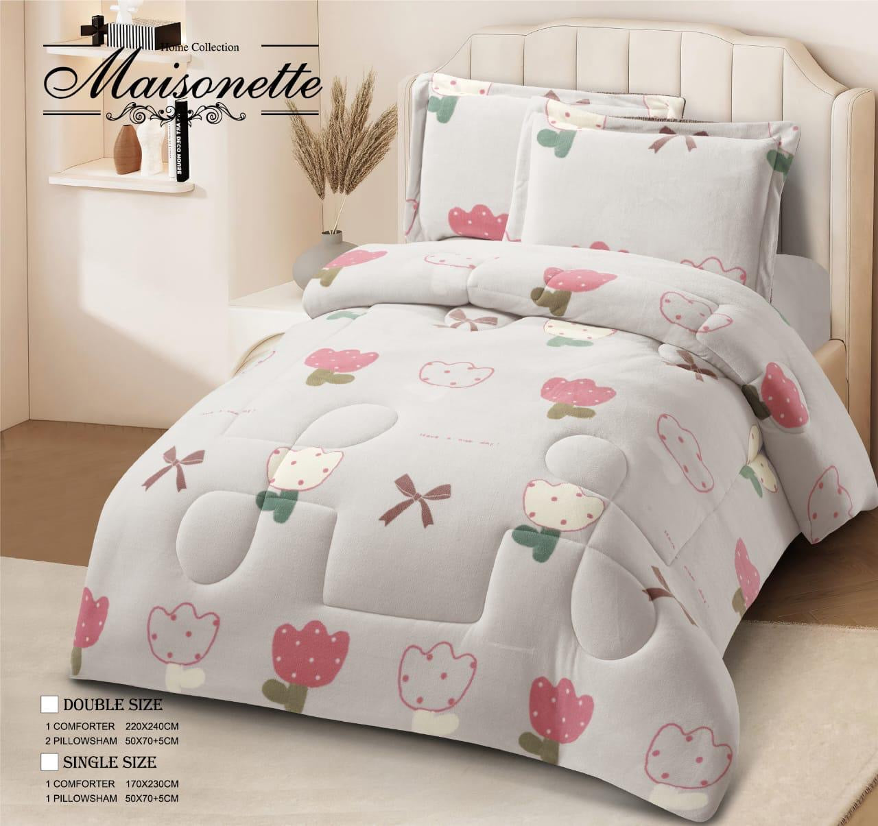 Maisonette Winter Collection – Fleece-Lined Coverlet Set (Single & Half, 2-Piece)
