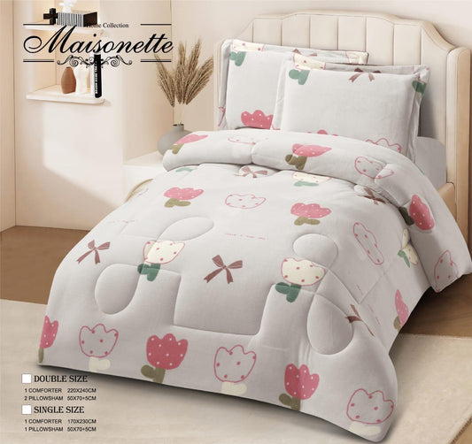 Maisonette Winter Collection – Fleece-Lined Coverlet Set (Single & Half, 2-Piece)
