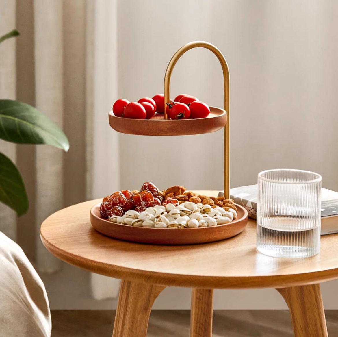 2-Tier Round Multifunctional Tray Stand