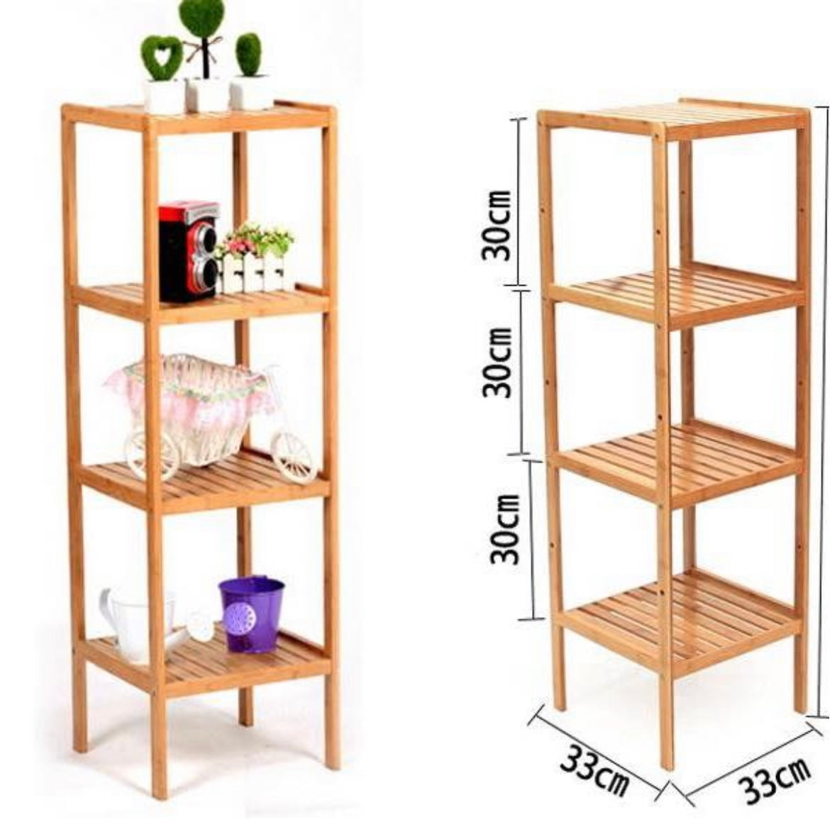4 Tier Solid Bamboo Rack Organizer