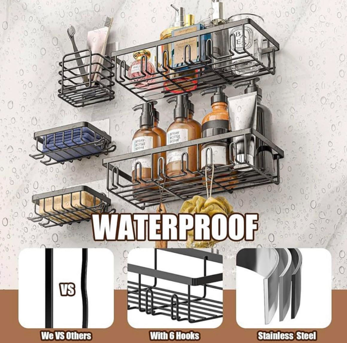 5 Pcs Rustproof Wall Mounted Bathroom