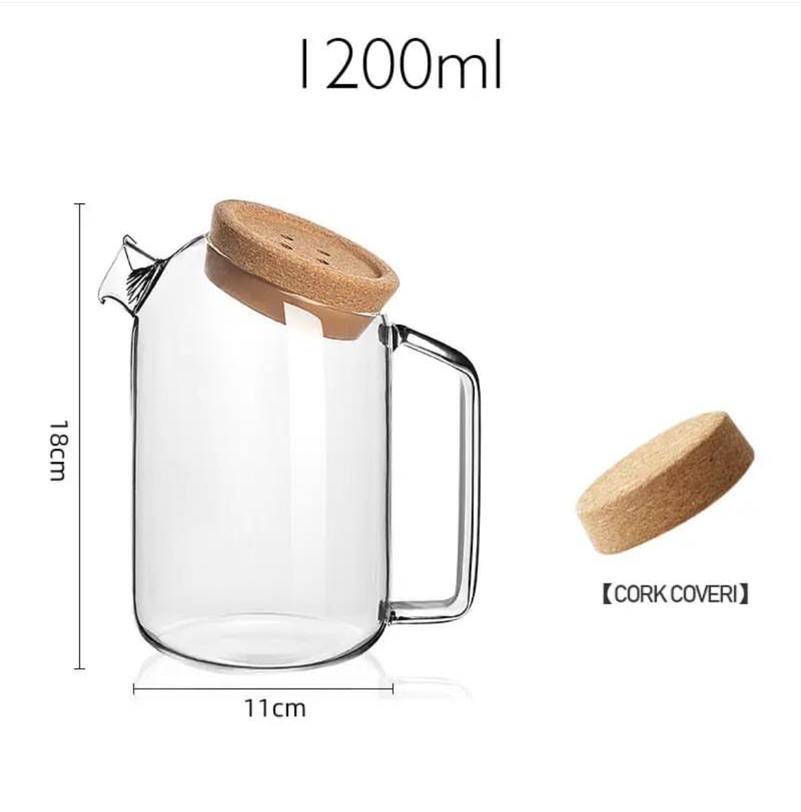 Glass Pitcher With Cork Lid