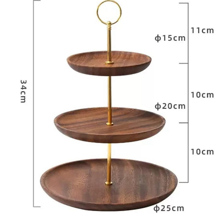 Wooden Three Tiers Fruit Plate
