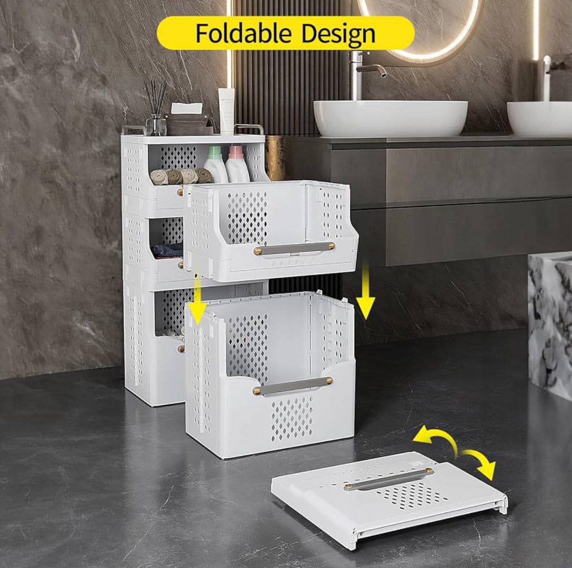 4 Tier Mobile Foldable Laundry Basket