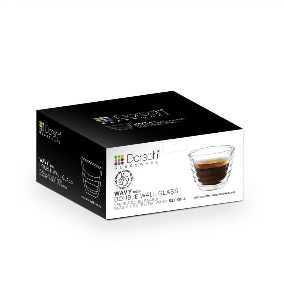 4 pcs. Wavy glass, double-walled 80 ml