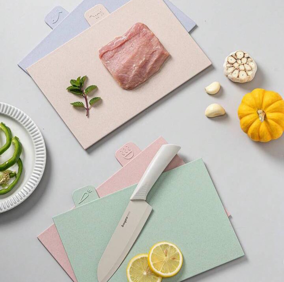 4 Pack Chopping Board Set With Stand