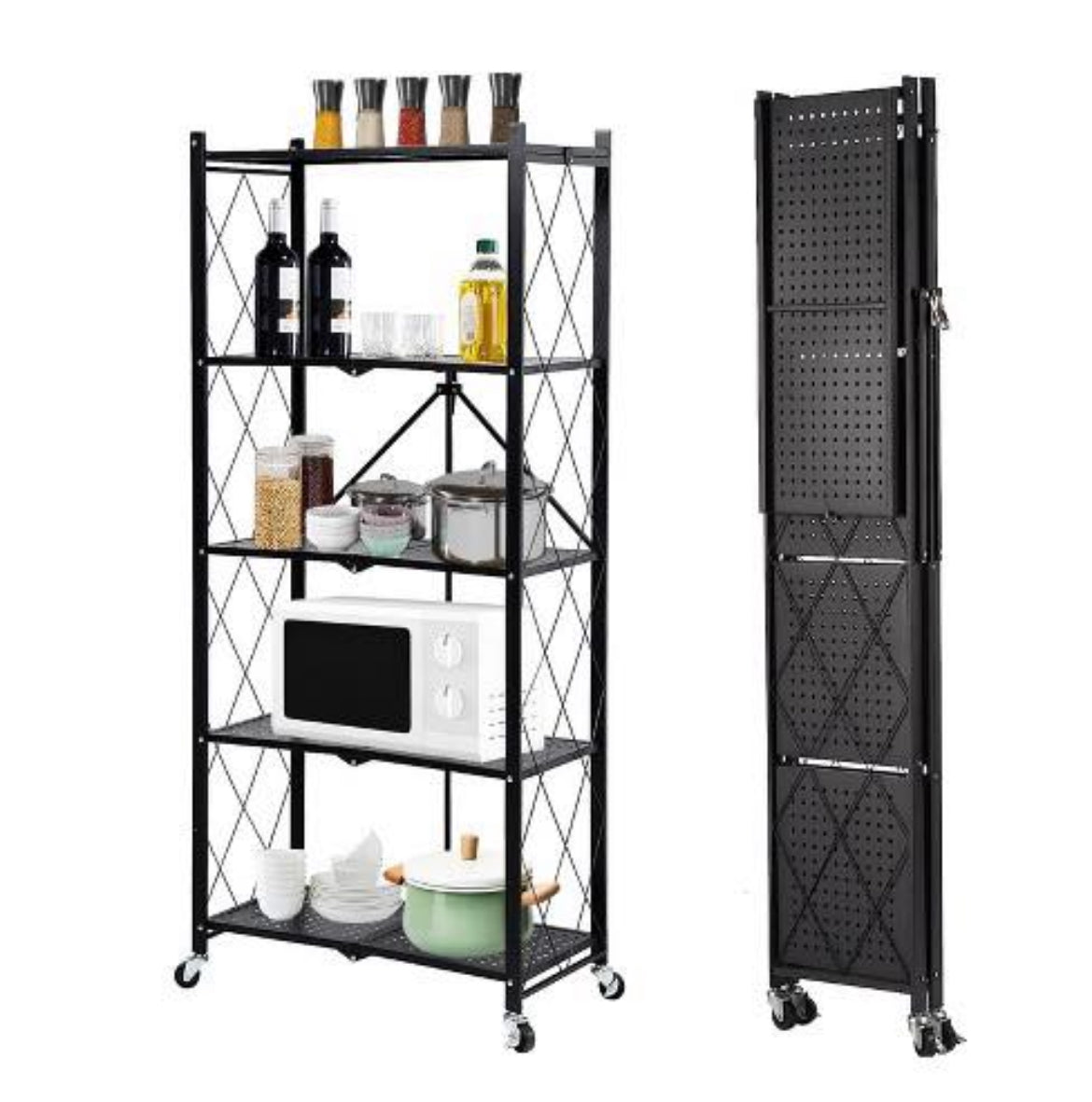 5 Layers Heavy Duty Foldable Metal Organizer Rack