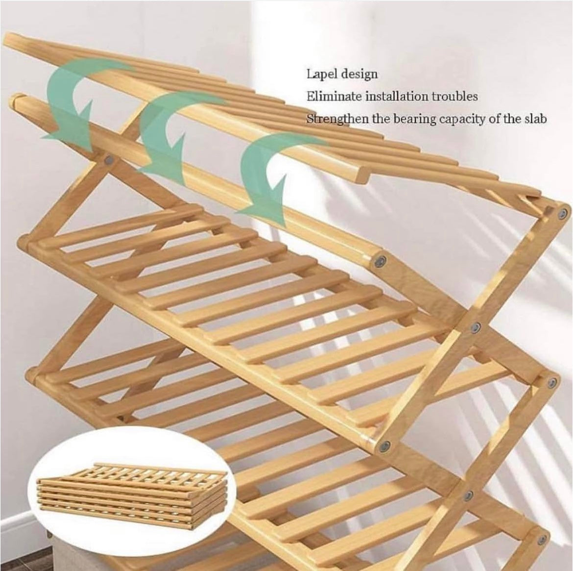 5 Layers Bamboo Foldable Shoe Rack