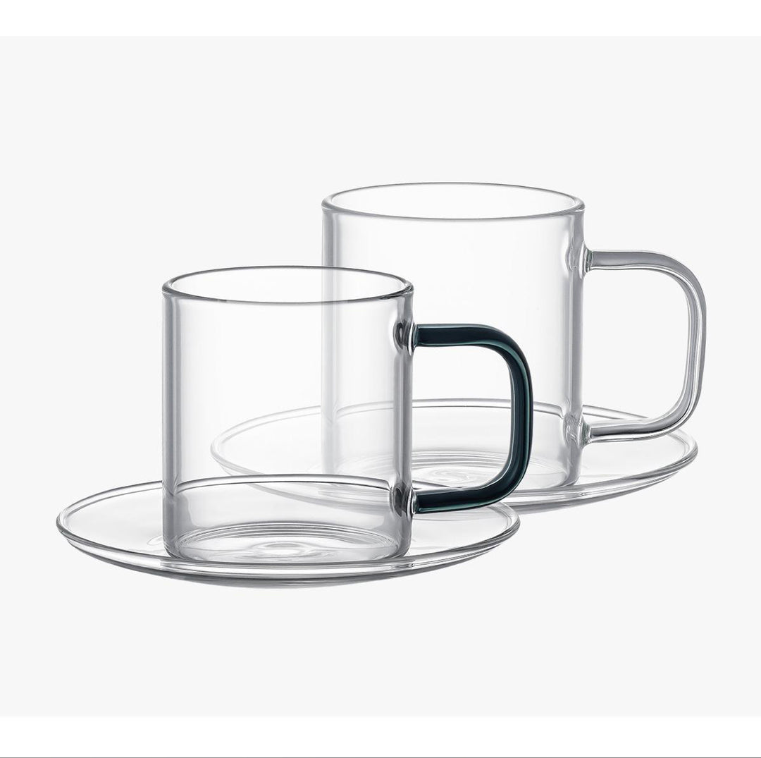 Coffee mug in glass 100 ml – set of 4 cups with saucer