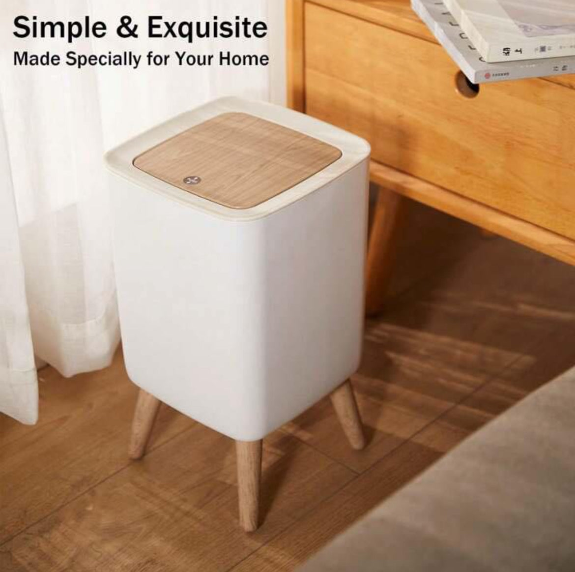 Plastic Covered Trash Can With Push Button