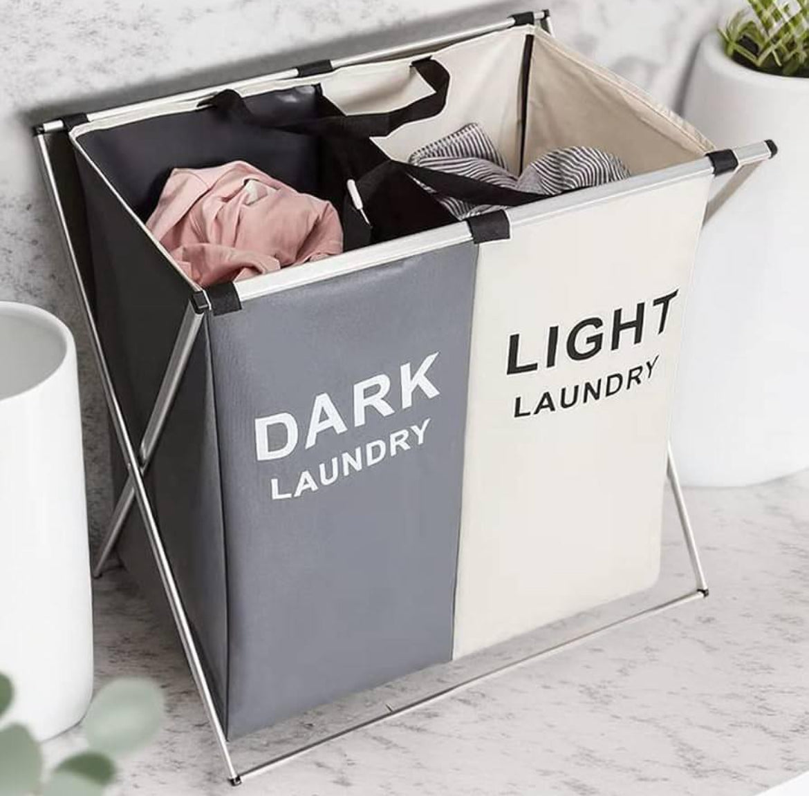 2 Grids Foldable Laundry Basket