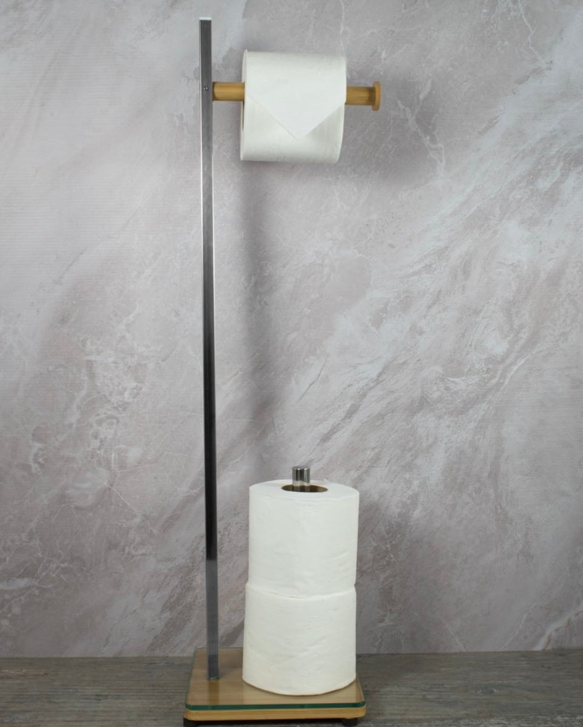 Bamboo Stainless Steel Toilet Tissue Holder