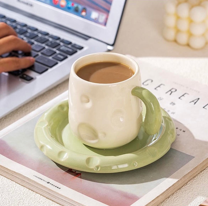 Cute Ceramic Coffee Cup With Saucer