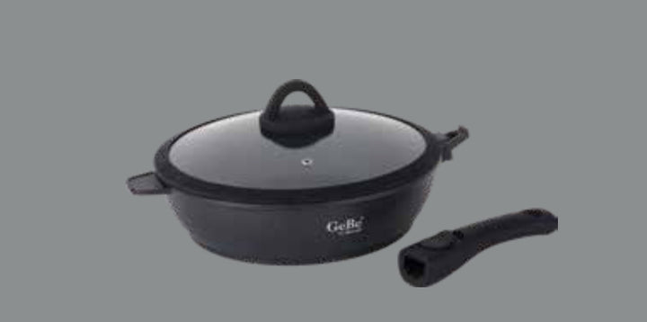 GeBe Deep Fry Pan W/ Detachabel Handle
+ Silicone Glass Lid