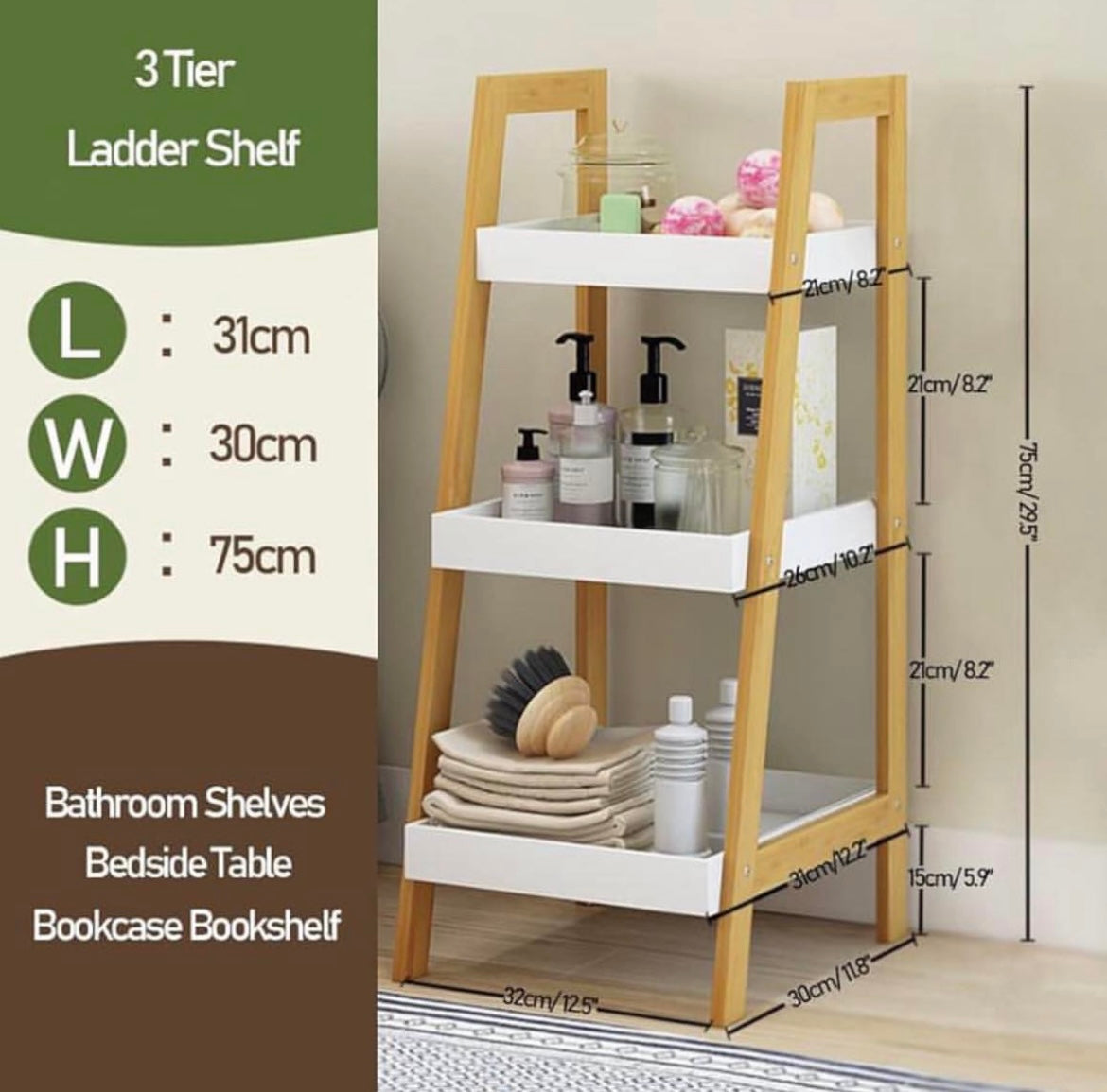 3 Tier Bamboo Storage Organizing Rack