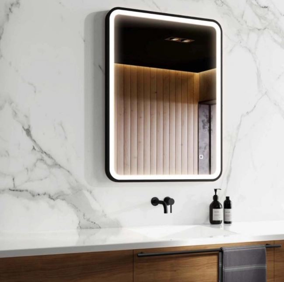 Rectangle Black Framed LED Mirror