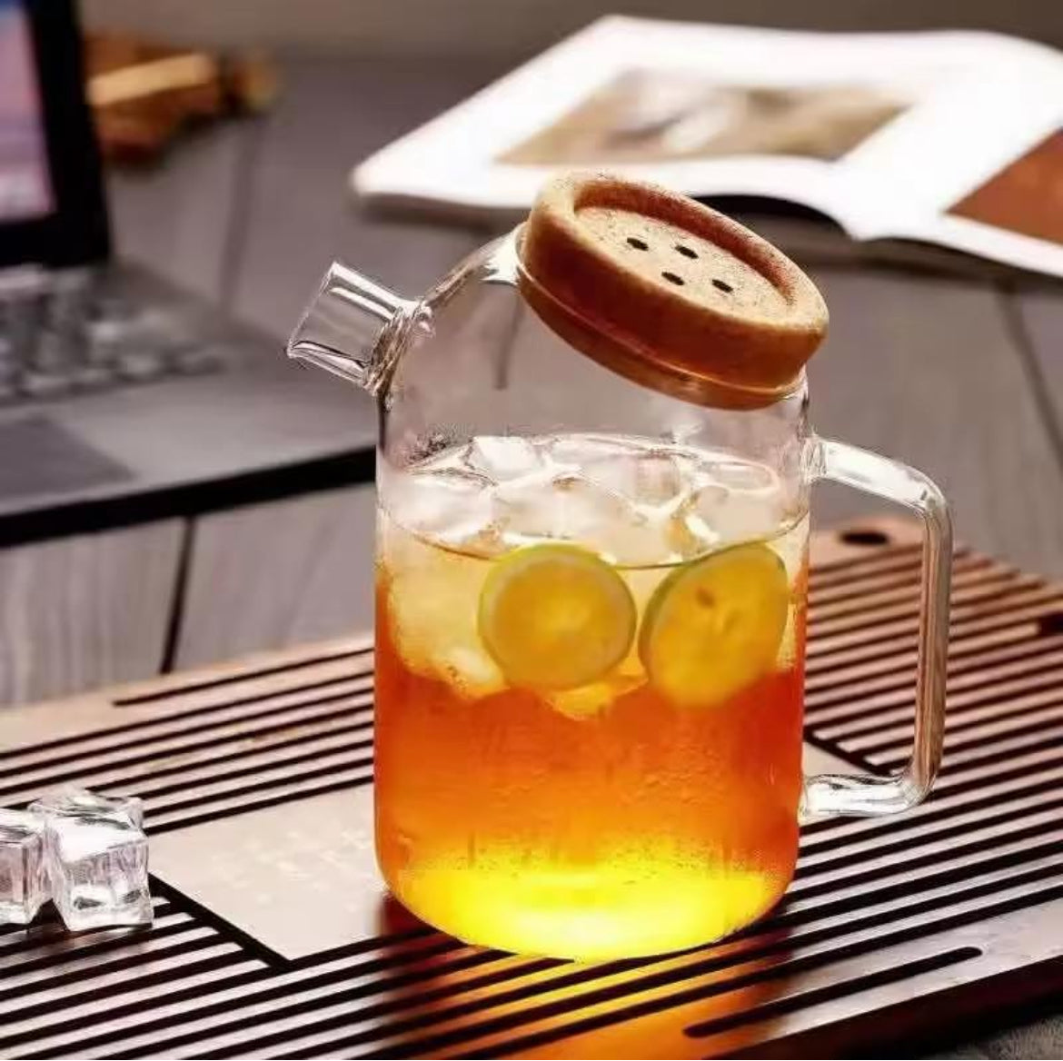 Glass Pitcher With Cork Lid