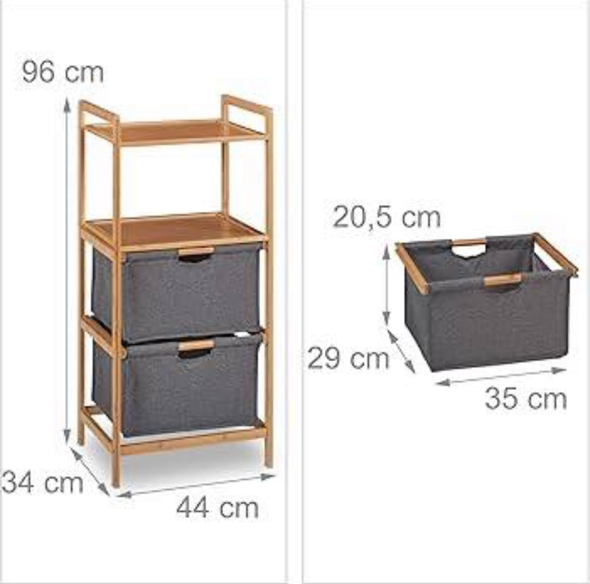 2 Shelves And 2 Fabric Baskets Stand