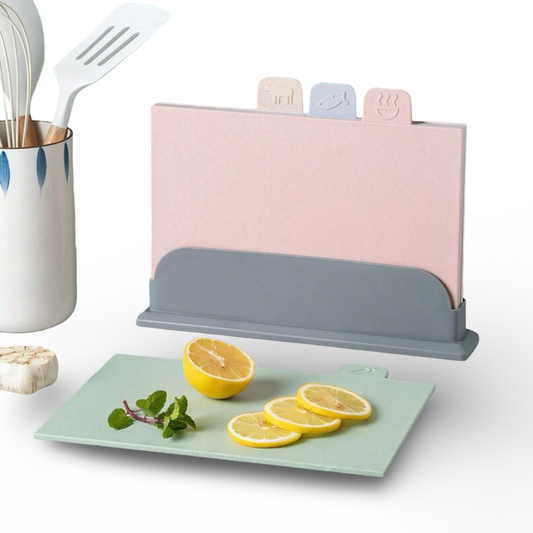 4 Pack Chopping Board Set With Stand