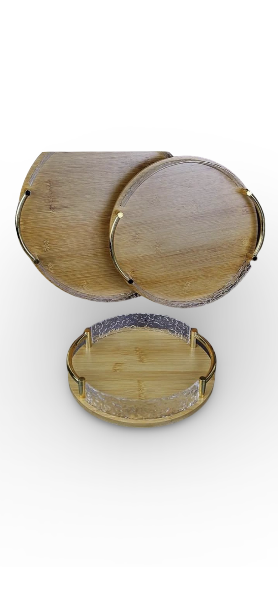 3 Pcs Set Round Wooden
Serving Trays
