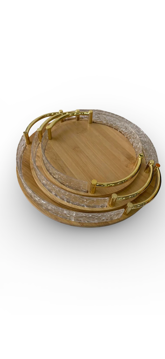 3 Pcs Set Round Wooden
Serving Trays