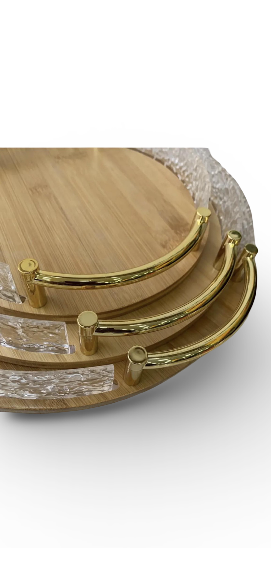 3 Pcs Set Round Wooden
Serving Trays