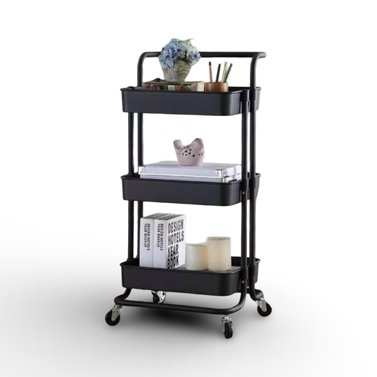 3-Tire Black Storage Trolley
