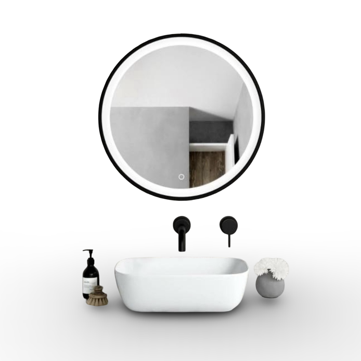 Round LED Mirror With 3 Light Tones