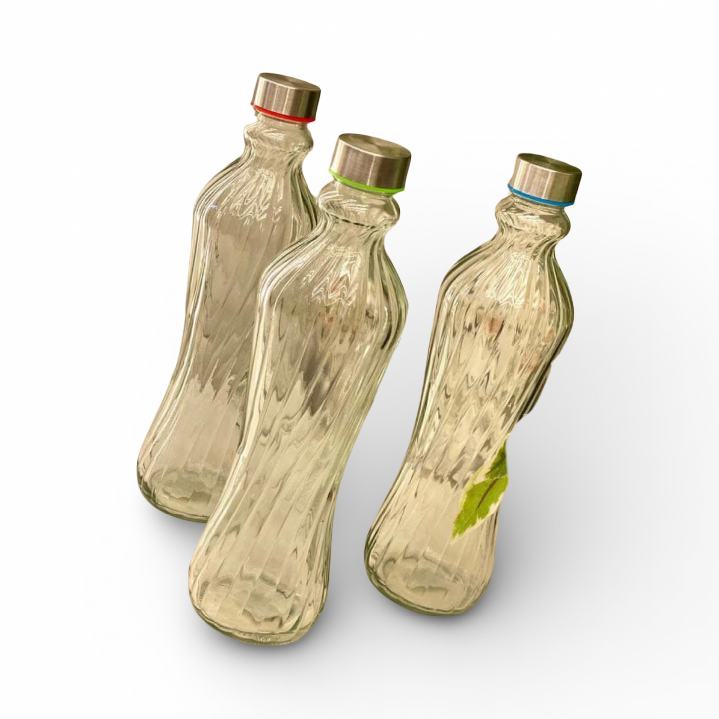 Glass Water Bottle With Twisted Design 1L