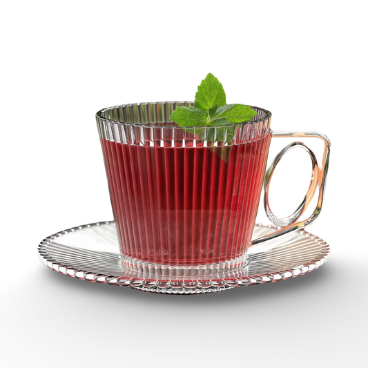 Striped Glass Tea Cup 6Pcs
