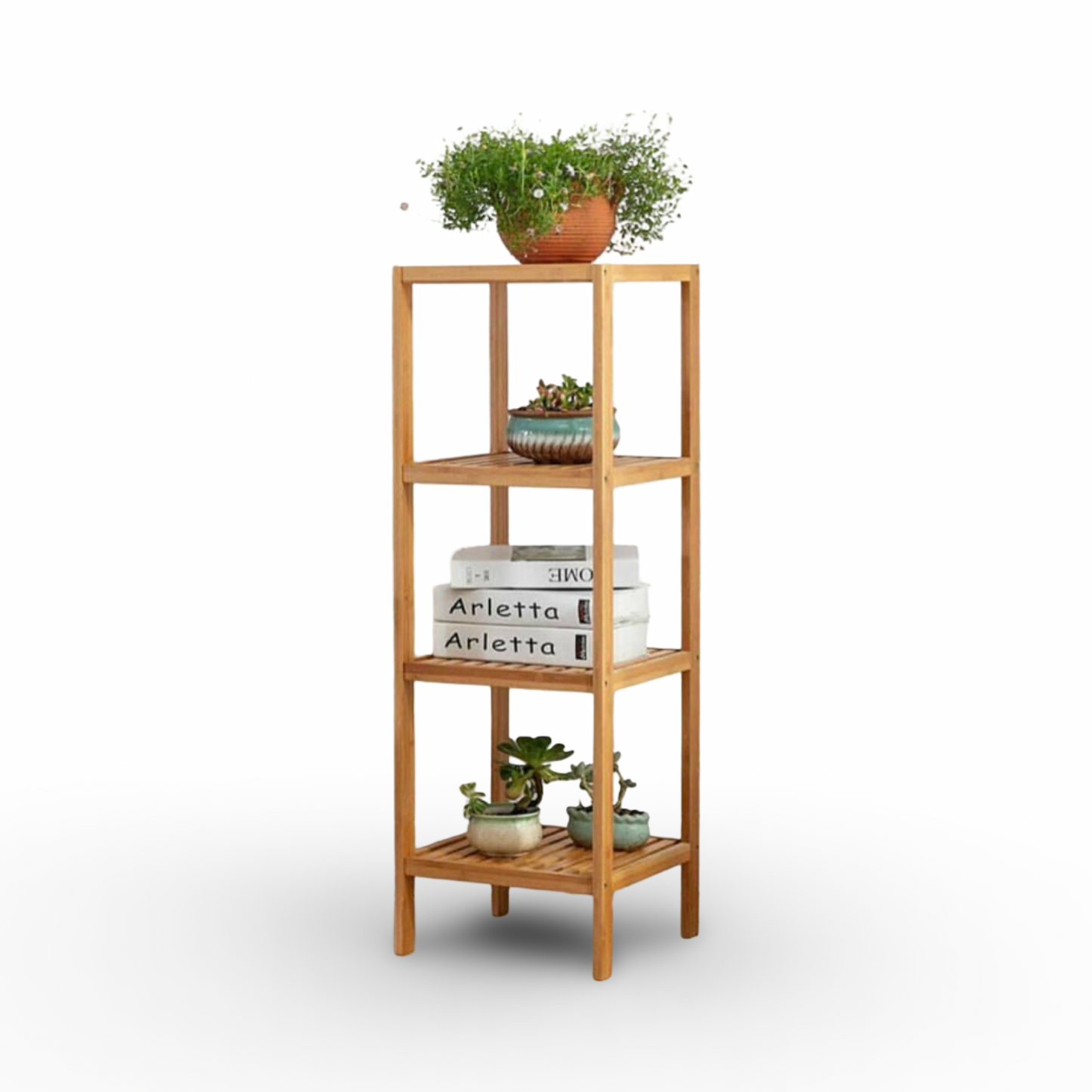 4 Tier Solid Bamboo Rack Organizer