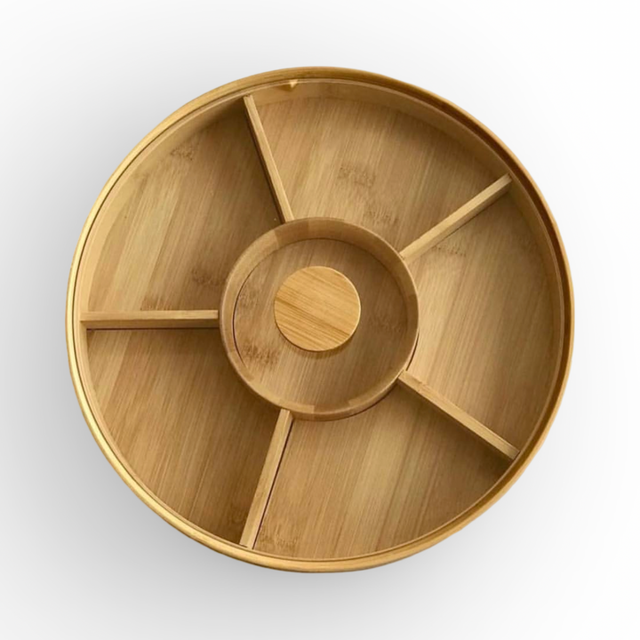 Rotatable Bamboo Tray With Lid