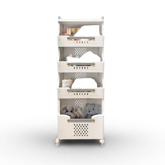 4 Tier Mobile Foldable Laundry Basket
