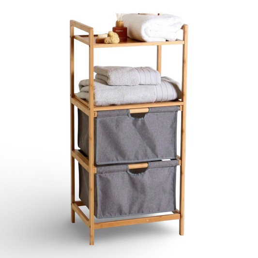 2 Shelves And 2 Fabric Baskets Stand