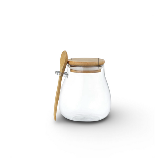 Airtight Glass Storage Jars With Bamboo Lid & Spoon